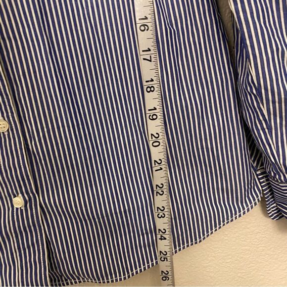 J Crew blue button up Blouse micro pinstripe professional office blouse top S - Picture 4 of 6